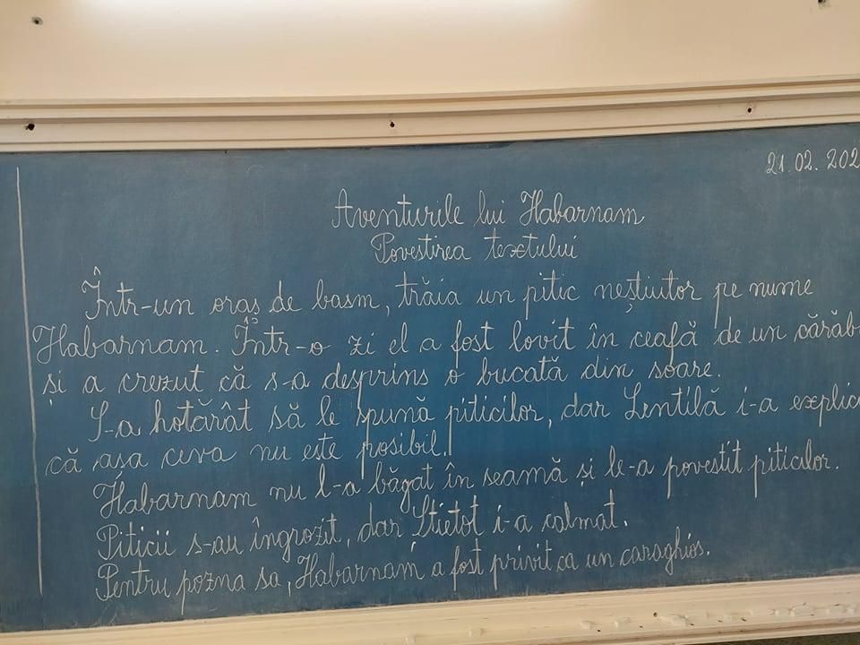 Tabla cu textul poveștii „Aventurile lui Habarnam”, scris de mână